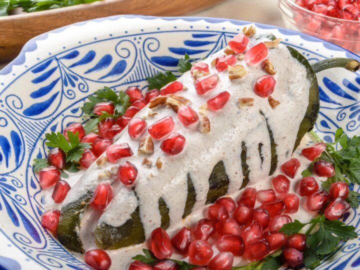 Chiles en Nogada (Poblano Peppers in Walnut Cream Sauce)